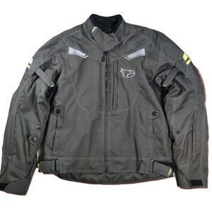 Jet Cordura Motorcycle Jacket Men’s Size M Black Gray Reflective Armor Pockets